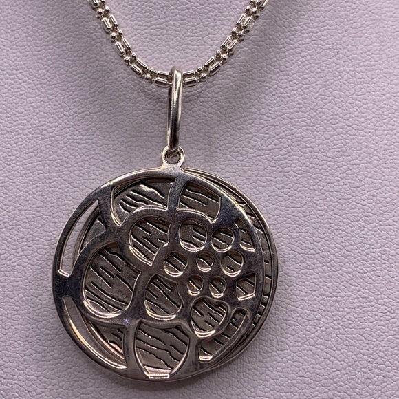 Silpada HTF Sterling Dot Dash Chain & Sterling 4-Way Reversable Floral Pendant - Picture 3 of 12